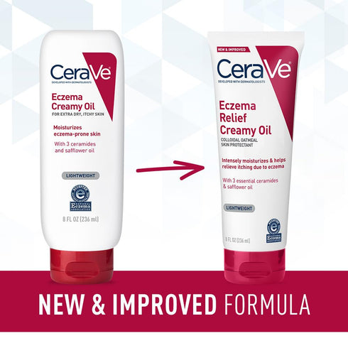 CeraVe Eczema Relief Creamy Body Oil, Eczema Calming Cream With Colloidal Oatmeal & Safflower Oil For Dry Skin & Itchy Skin Relief, Steroid Free &...