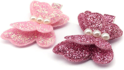 8pcs Baby Girl Hair Clips Toddlers Infants Kids Hair Butterfly Snap Clips Barrettes (8pc- Sequins Pearl Butterfly)...