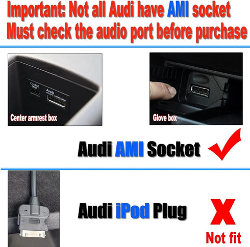 Bluetooth 5.0 Adapter Compatible with Audi A3 A4 A5 A6 A7 S3 S4 Q3 Q5 Q7 Volkswagen VW 2G 3G 3G+ AMI MMI Port Cable Music Play Connector Works wit...