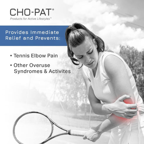 Cho-Pat Tennis Elbow Support Strap, Adjustable Compression Forearm Support for Tennis Elbow Treatment, Overuse Syndromes, and Muscle Strains, Larg...