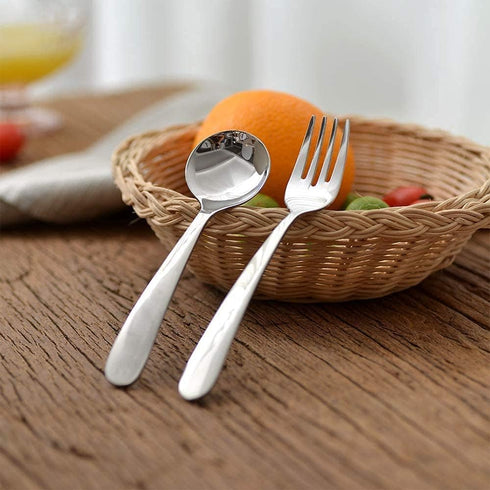 Stainless Steel Child Toddler Flatware Set-6 pieces-Kids Fork and Spoon, Mirror Polished, Back to school lunch supplies...