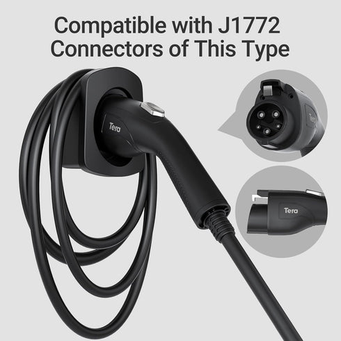 Tera EV Charger Holder for SAE J1772 Charger Electric Car Wall Mount Connector Charging Cable Holder Organizer All Weather Electric Vehicle Chargi...