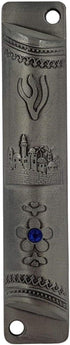 TALISMAN4U Pewter MEZUZAH CASE with Scroll Jerusalem Design Israel Judaica Door Mezuza 4 Inch...