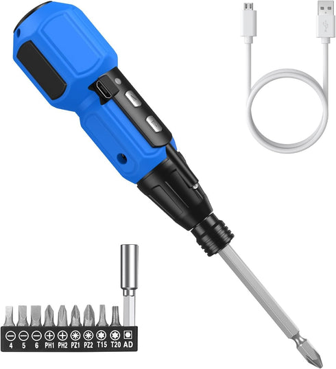 ORIA Cordless Electric Screwdriver Set, Rechargeable Cordless Screwdriver, Mini Electric Repair Tool Kit with 10 Bits, LED Lights, USB Cable, Bits...