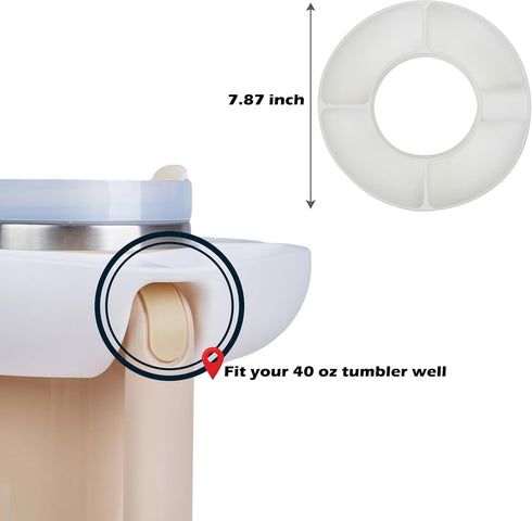 Silicone Snack Bowl for Stanley 40 oz Tumbler, Snack Tray Compatible with Stanley Tumbler H2.0, Includes Silicone Straw, 3D Stickers, Stanley Cup ...