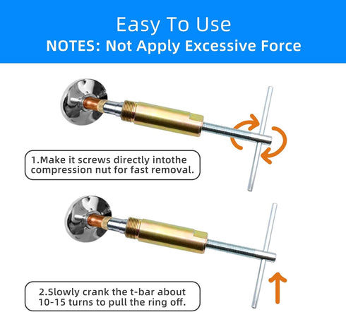 Compression Sleeve Puller Tool Remove Nut & Ferrule Of Pipe 03943- Sleeve Remover for 1/2-Inch Compression Fittings Only Corroded & Frozen Supply ...