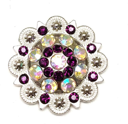 Berry Conchos with Screws Metal Flower Rhinestone Conchos 12 Pieces...