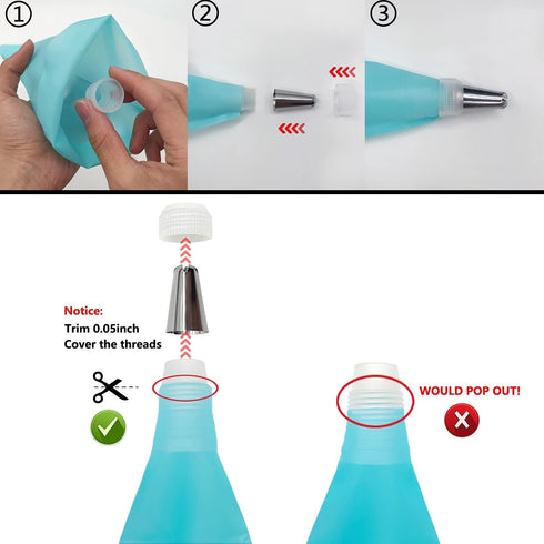 Piping Bags and Tips Set, Reusable Piping Bags, Frosting Piping Kit for Baking with Pastry Bags and Tips, Standard Converters, Silicone Rings, Cak...