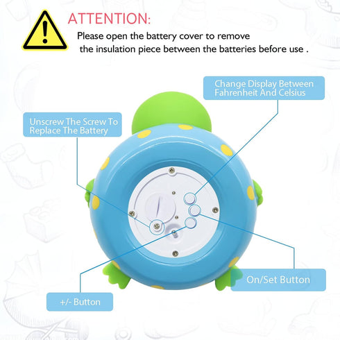 Doli Yearning Baby Bath Thermometer with Room Temperature| Fahrenheit and Celsius|Frog Lovely Shape|Kids' Bathroom Safety Products| Bath Toys…...