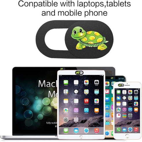 3 Pack Laptop Web Camera Cover Ultra Thin (0.027in) Webcam Cover Slide Turtle Printed for Laptop,Desktop,PC,Macboook,iMac,Computer,Smartphone...