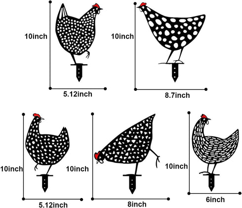 5 Pieces Chicken Yard Garden -Hollow Out Rooster Animals Shape Yard Decoration Art Decoration for Yard Lawn, Garden, Pathway,Outdoor...