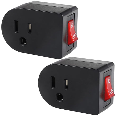 Grounded Outlet with ON Off Switch (2 Pack), Single Power Adapter Outlet Switch 15A 1875W/3 Prong Plug Switch in Black, ETL Listed...