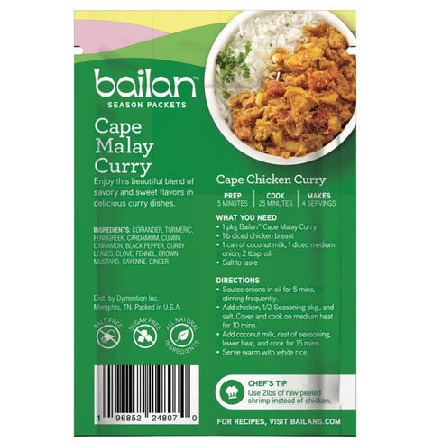 Bailan African Inspired Spices & Seasonings - Cape Malay South African Curry Dish Season Packets - No Salt, Sugar or Additives 100% Natural - Seas...