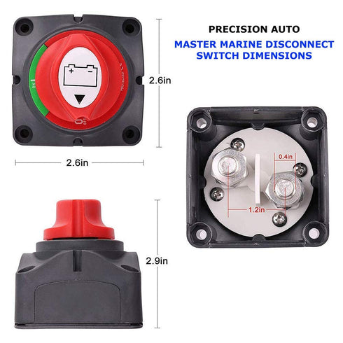 Marine Battery Disconnect Switch - Premium On-Off Position Master Cut Off Switch - 6V 12V 24V 48V - Battery for Boat, ATV, RV, UTV, Heavy Duty Wat...