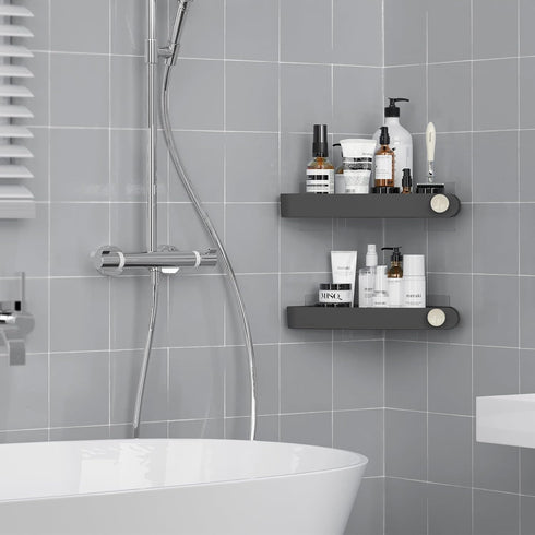 Sotfamily Shower Caddy Corner, 2 Pack Adhesive Corner Shower Shelves for inside Shower, Plastic Shower Organizer for Bathroom Storage, Black...