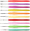 Set of 10 Small Size Crochet Hook Set, Ergonomic Handle Crochet Hook Needles for Arthritic Hands, Thread Crochet Steel Lace Hooks Size 0.5mm to 2....