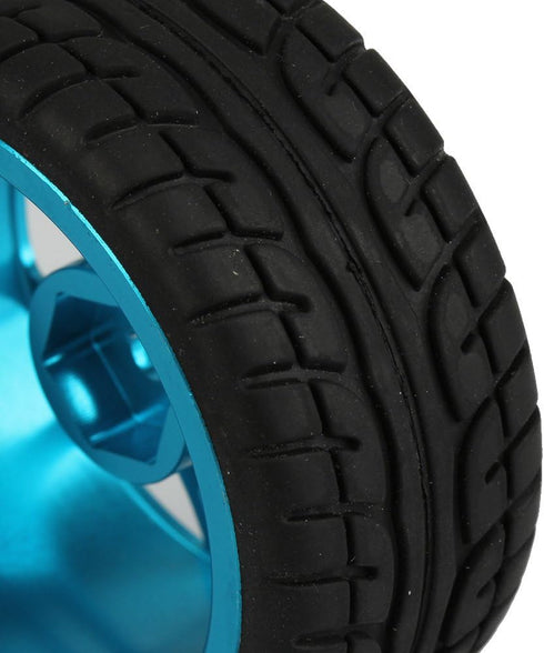 Mxfans 4Pcs Plastic Tires & Blue 10-Spokes Aluminum Wheel Rims for RC 1:10 On-Road Car...