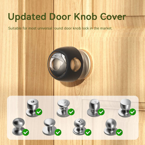 EUDEMON 4 Pack Updated Door Knob Cover Baby Safety Door Lock Childproof Safety Cover Door Handle Cover for Kids Safety (Clear-Black)...