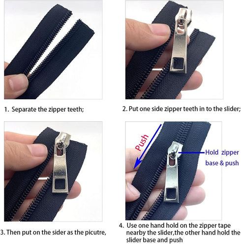 Zipper Roll by Yard #5 Bulk 10 Yards Nylon Zipper with 10pcs Sliver Sliders and 10pcs Colorfull Sliders for DIY Sewing Craft Projects (Black)...