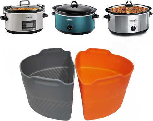 2 Pack Reusable Slow Cooker Liners,BPA Free Silicone Slow Cooker Liner, Dishwasher Safe Divider Insert,Compatible for Most 6 Quart Slow Cooker (Gr...