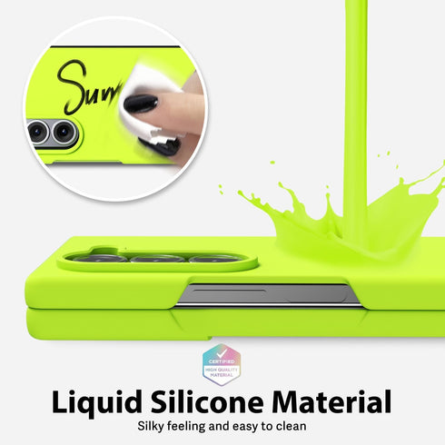 oakxco for Samsung Galaxy Z Fold 6 Phone Case Liquid Silicone, Neon Bright Solid Color, Thin Slim Soft Rubber Gel Matte TPU Plain Simple Cover for...