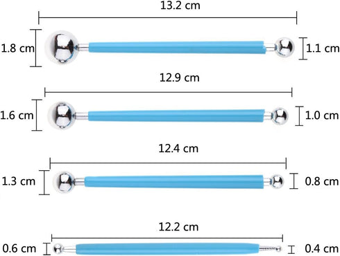 Ecjiuyi 9PCS Sculpting Tools,4PCS Double-Ended Metal Ceramic Clay Ball Stylus Dotting Tools and 5PCS 2 Way Silicone Polymer and Embossing Paper Fl...