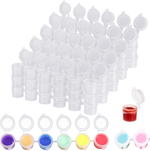 15 Strips 90 Pots Empty Paint Pots, YGAOHF 5ml/0.17oz Large Empty Paint Pots with Lids, Easy Open Acrylic Paint Container Paint Strips for Kids Cl...