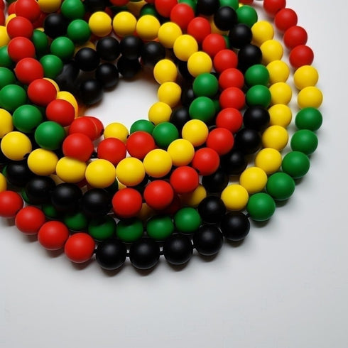 120 Pcs Silicone Rubber Beads Mixed Colors: 120 Beads + 5m Elastic Rope 12mm for Keychain, Bracelets, Necklaces. Green, Yellow, Red, Black. Reggae...