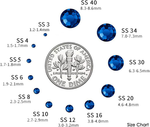 Glue Fix Crystal Flatback Rhinestones Glass Diamantes Gems for Crafting Nail Art Crafts Decorations Clothes Shoes 6.5mm (ss30 288pcs, Sapphire)...