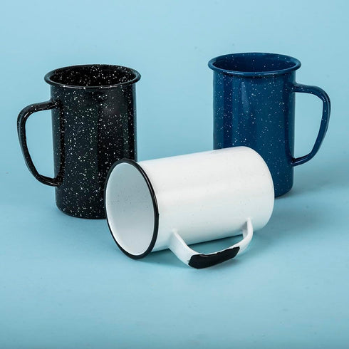 20 Oz Enameled Steel Mug (Set of 6) - Large Durable Mugs for Indoor/Outdoor Use, Oven and Fire-Safe, Reusable & Stackable, Dishwasher Safe Coffee ...