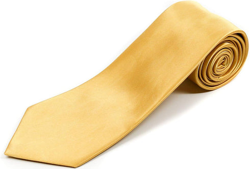 Neckties for Men, Solid Satin Tie Pure Color Skinny Slim Necktie Mens Ties #1 Gold...