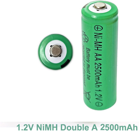 12 Packs High Performance Ni-MH 1.2V AA 2500mAh Rechargable Batteries for Solar Garden Lights, Remotes, Mice...