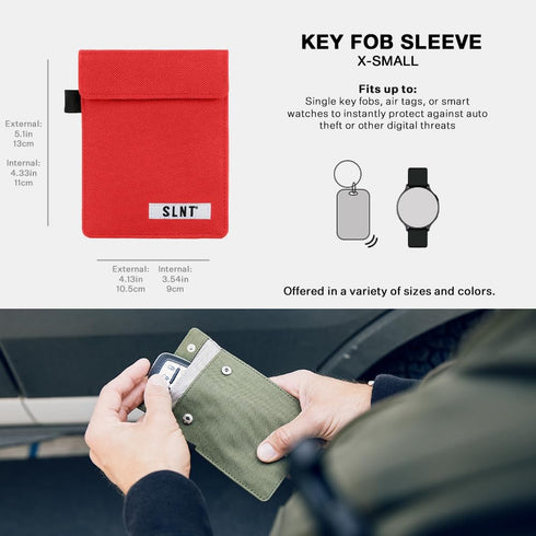 SLNT Signal Blocking Faraday Key Fob Case with Silent Pocket - Car Anti Theft Device Shields Against All Signal Types, Including RFID Blocking & D...
