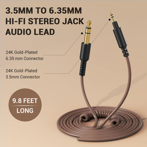 OneOdio Fusion A71/HiFi/Pro C/Pro M Wired Headphones Audio Cable Brown - 6.35mm to 3.5mm......
