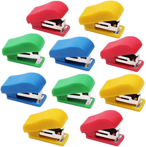 10 Set Mini Office Stapler with 10# Staples, Small Hand Stapler Portable Desktop Stapler Student Stapler...