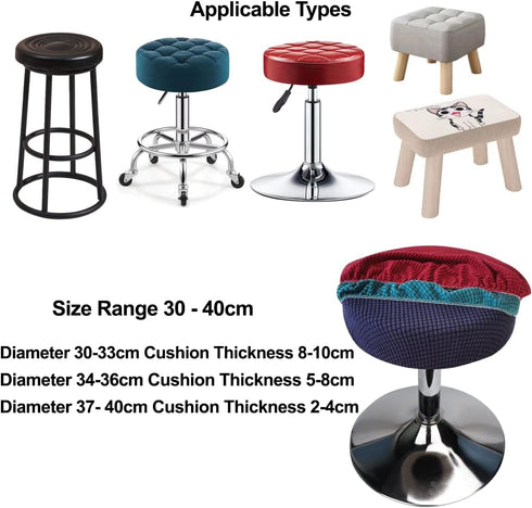 Round Stool Cover 12-16 Inch Round Bar Stool Covers, Luxurious Fabric Stretchable, Washable Dustproof Soft and Durable (2Pcs Peacock Blue)...