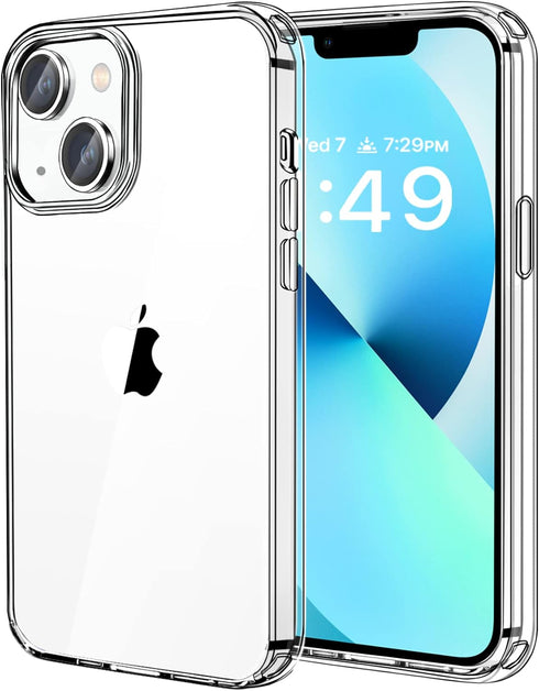 JJGoo Compatiable with iPhone 13 Case Clear, Transparent Shockproof Phone Case, Slim Anti-Scratch Hard PC Back Protective Cover Bumper, Clear...