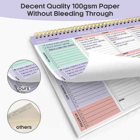 Weekly To Do List Notepad with 52 Undated Sheets?8.5"×11"?- Weekly Desk Planner for Women & Man, Work and Home - Violet Dream...