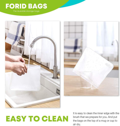 FORID Reusable Storage Bags, 12 Pack Extra Thick Freezer bags (2 Reusable Gallon Bags, 5 Reusable Sandwich Bags, 5 Reusable Snack Bags) FDA Grade ...