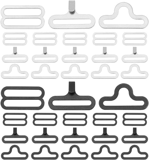 PH PandaHall 100 Sets 2 Colors Adjustable Bow Tie Hardware Clip Sets, Iron Hook Fastener for Necktie Strap, Black & Silver...