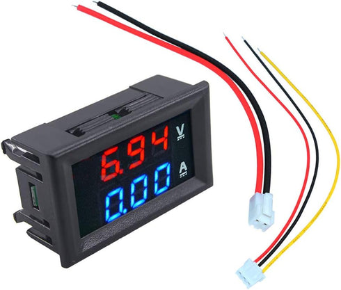 HiLetgo 2pcs 0.28" Digital Voltmeter Ammeter DC 100V 10A Amp Voltage Current Meter Tester 0.28 Inch 3 Bits Blue + Red Dual LED Display Panel with ...