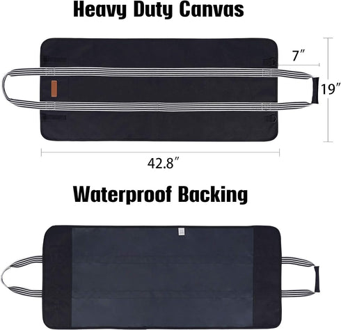 Indoor Heavy Firewood Log Carrier Tote, Oxford Canvas Fabric Foldable Wood Carrier Padded Handles, Outdoor Large Capacity Firewood Carrier Bag wit...
