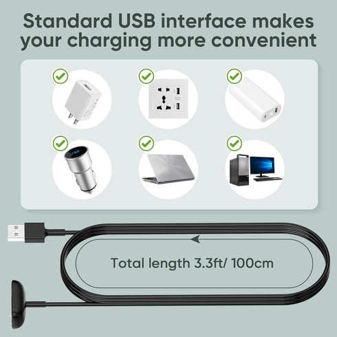 Charging Cable for Fitbit Charge 6 Replacement Charger (3.3ft, 2-Pack)...