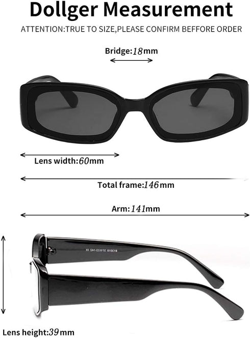 Dollger Rectangle Sunglasses for Women Men Retro Chunky Y2K Sunglasses Rectangular 90s 00s sunglasses Pink...