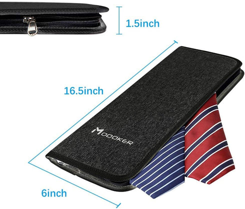 Modoker Mens Gift Tie Case for Travel Necktie Carrier Organizer Bag Storage Cufflinks and Suit Accessories, Black...