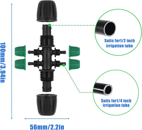 US Standard Faucet Adapter 2pc, 3/4 "Faucet to 1/2" Drip Irrigation Fitting,2pc 6-way Connector 4pc 4-way Connector 4pc 3-way Connector 4pc 1/2 En...
