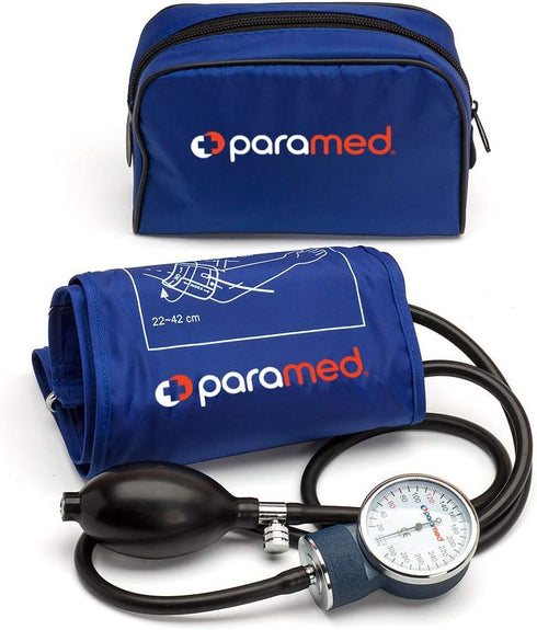 PARAMED Aneroid Sphygmomanometer – Manual Blood Pressure Cuff with Universal Cuff 8.7-16.5" and D-Ring – Carrying Case in The kit – Blue – Stethos...
