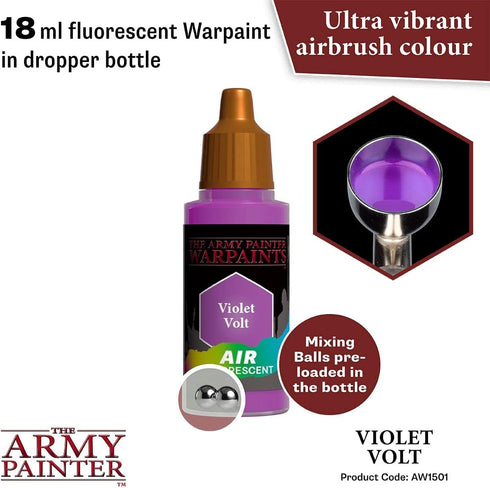 The Army Painter Warpaint Air Fluorescent Violet Volt - Acrylic Non-Toxic Heavily Pigmented Water Based Paint for Tabletop Roleplaying, Boardgames...