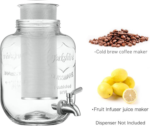 Cold Brew Coffee Filter for 1 Gallon Mason Jars, Made with Stainless Steel, Fine Mesh Filter for Large Batch Cold Brewing, 1 Gallon Mason Jar Filt...