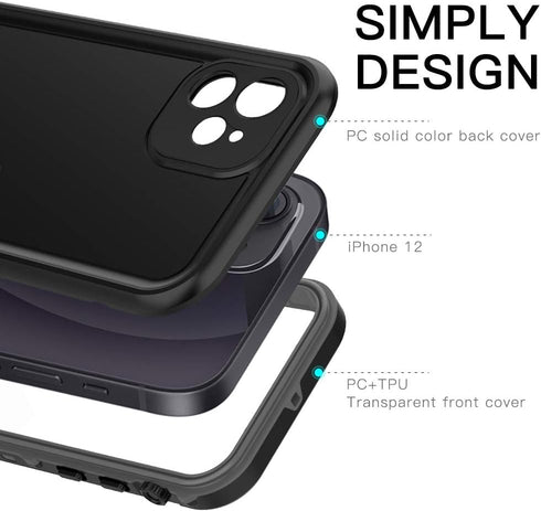 Waterproof Case for iPhone 12 Selected Waterproof IP68 Certified with Kickstand, Compatible with Magsafe Case Bulit-in Protector Shockproof Snowpr...